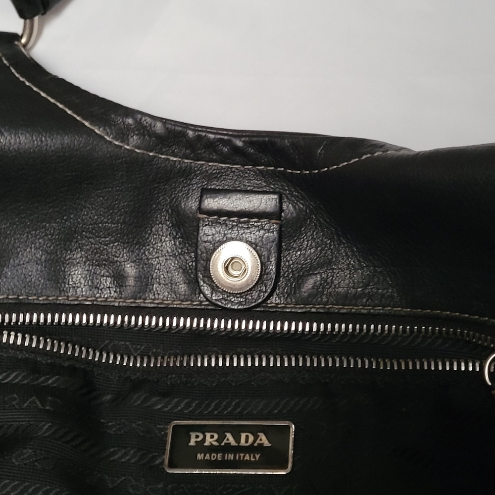 PRADA Vitello Daino Black Leather Shoulder Bag - Picture 7 of 12